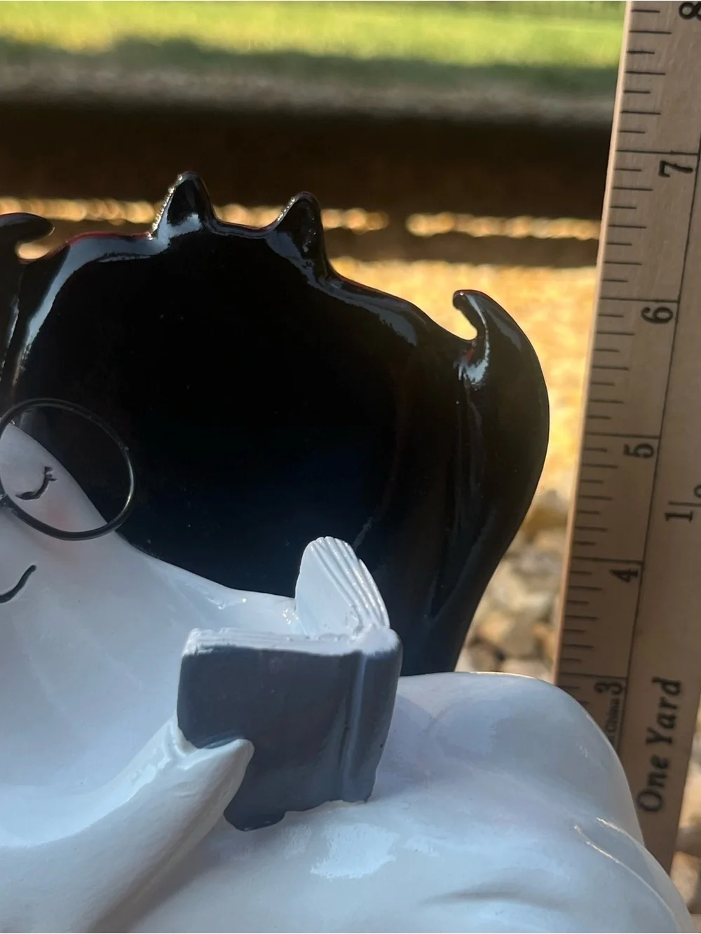 Whimsical Reading Ghost Figurine - White